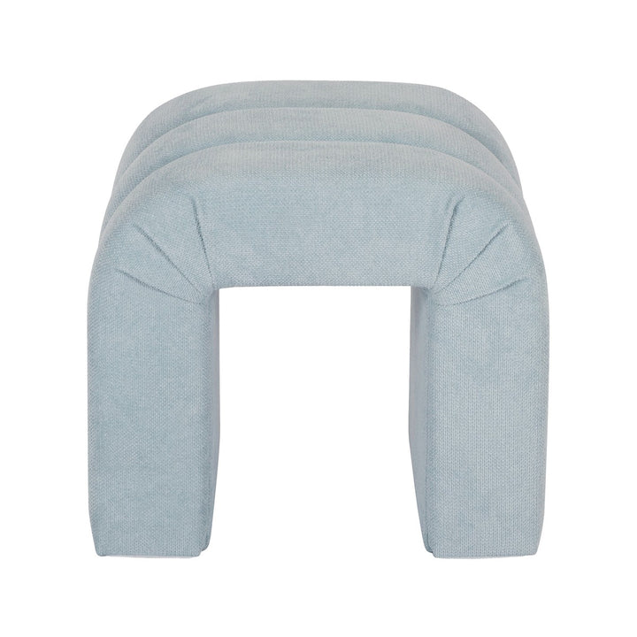 Finch - Horizontal Channeled Stool In Performance Light Blue Chenille