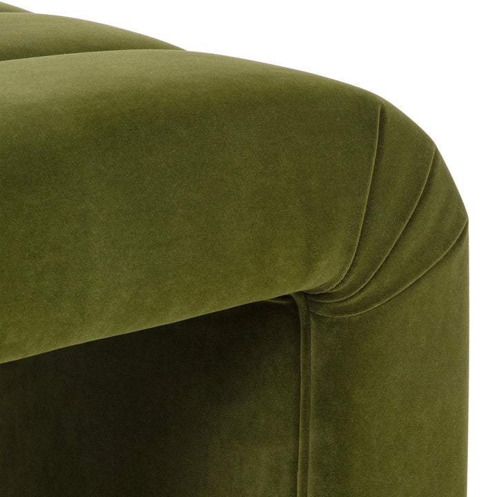 Finch - Horizontal Channeled Stool In Olive Green Velvet