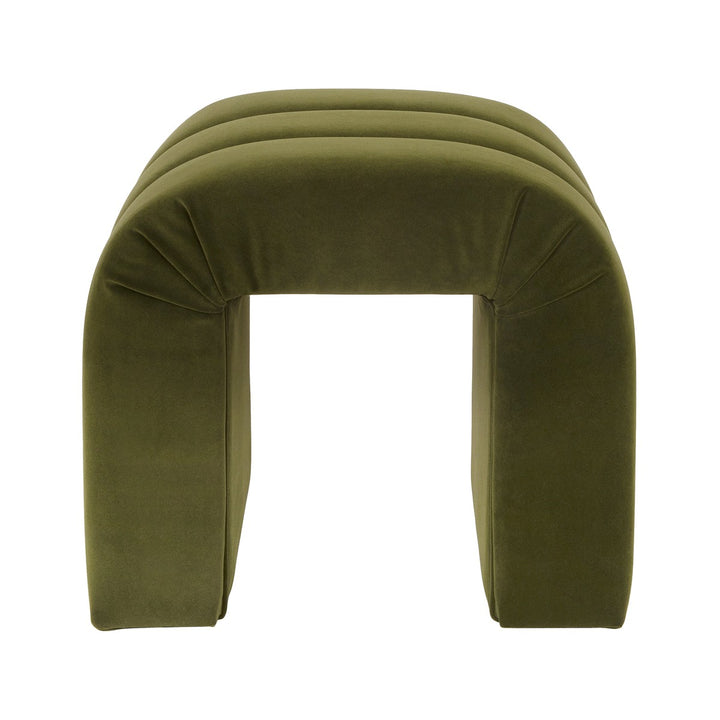 Finch - Horizontal Channeled Stool In Olive Green Velvet