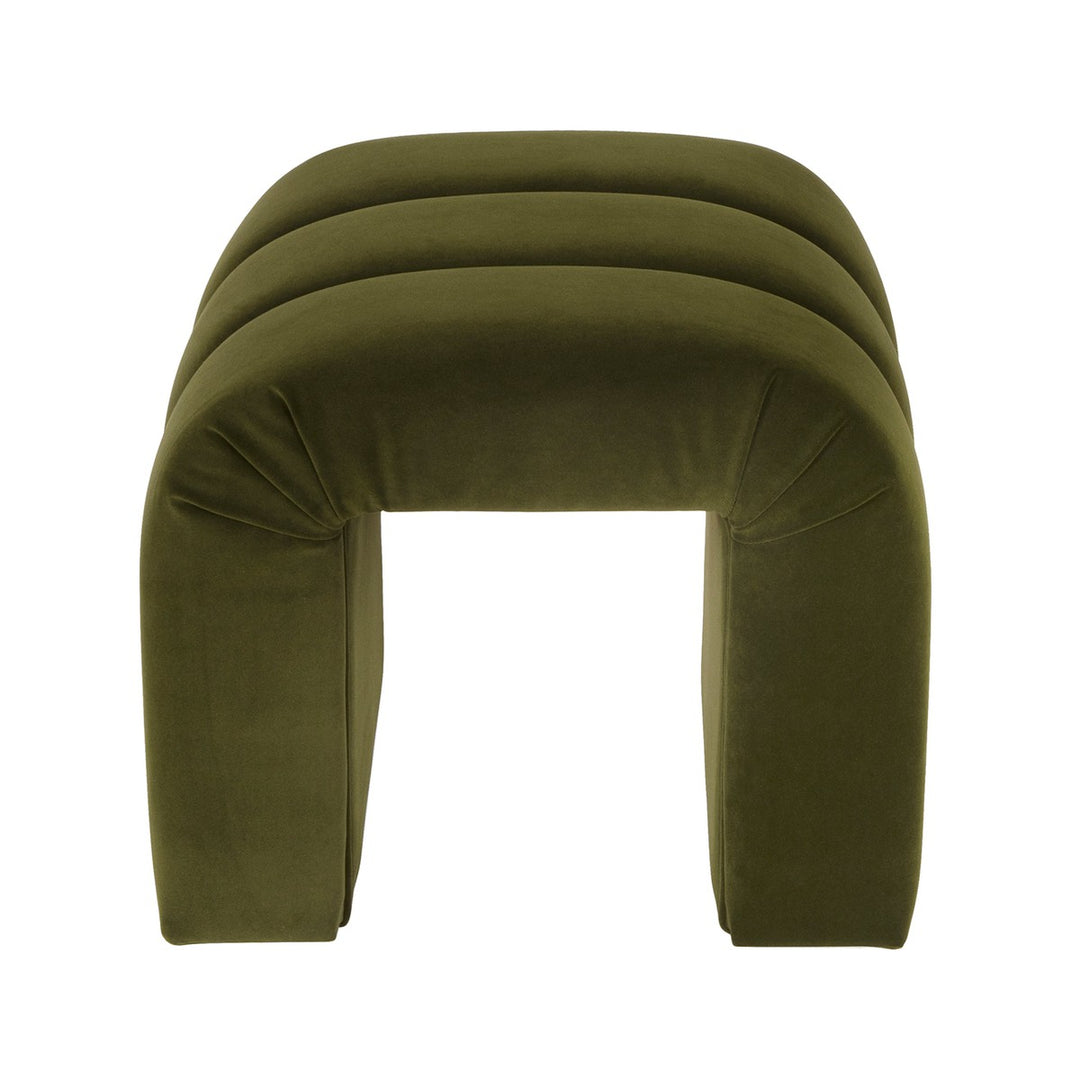 Finch - Horizontal Channeled Stool In Olive Green Velvet