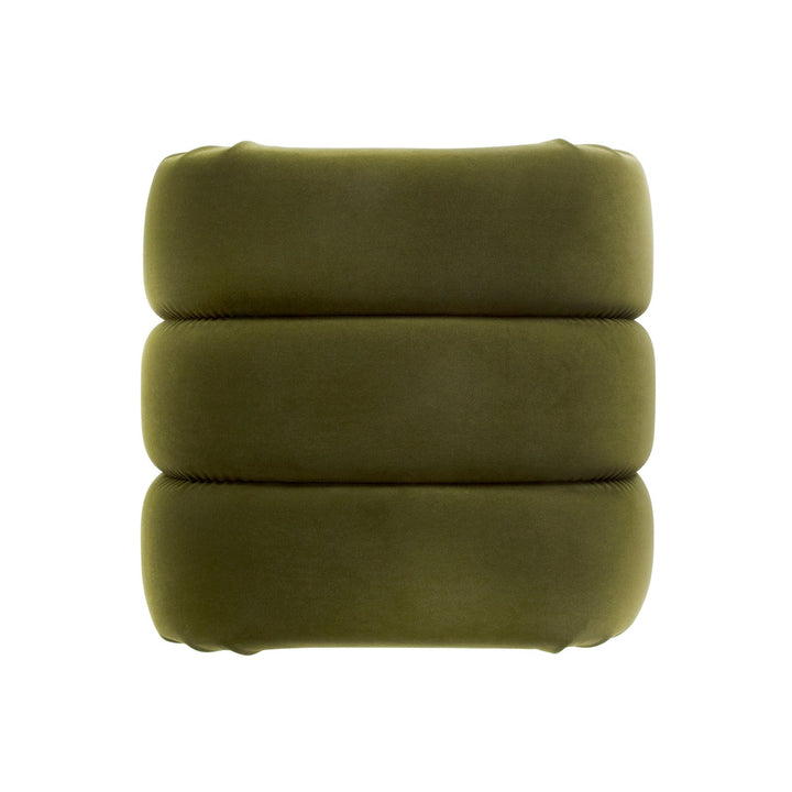 Finch - Horizontal Channeled Stool In Olive Green Velvet