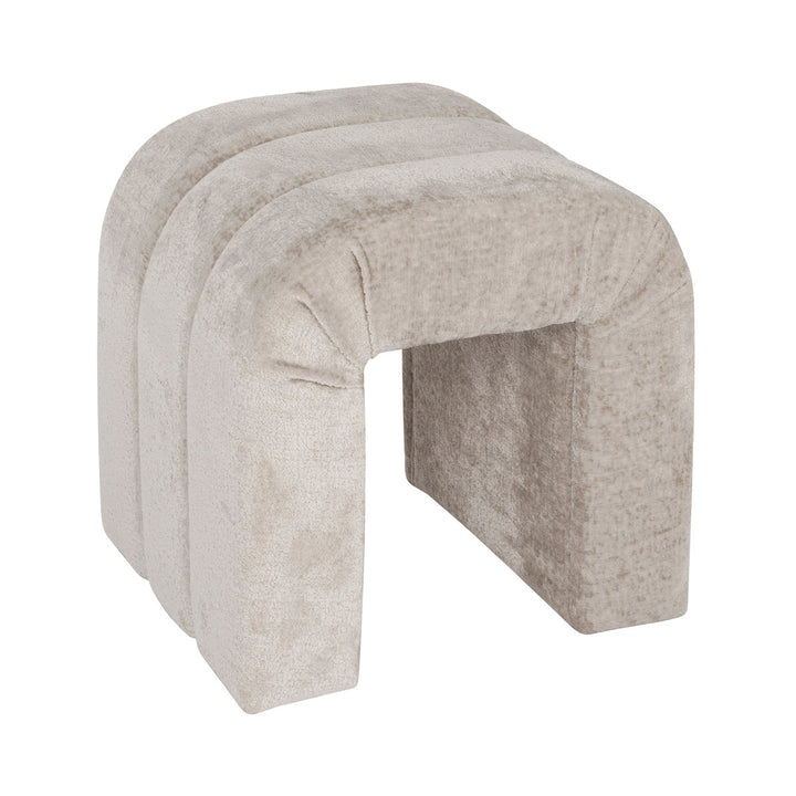 Finch - Horizontal Channeled Stool In Taupe Textured Chenille