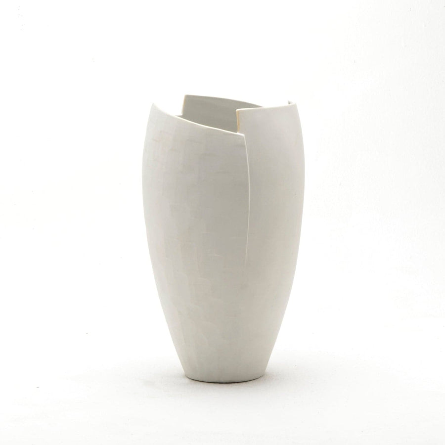 Birch Bark Porcelain Vase in Matte White-Sonder-FIV3084-Vases-1-France and Son