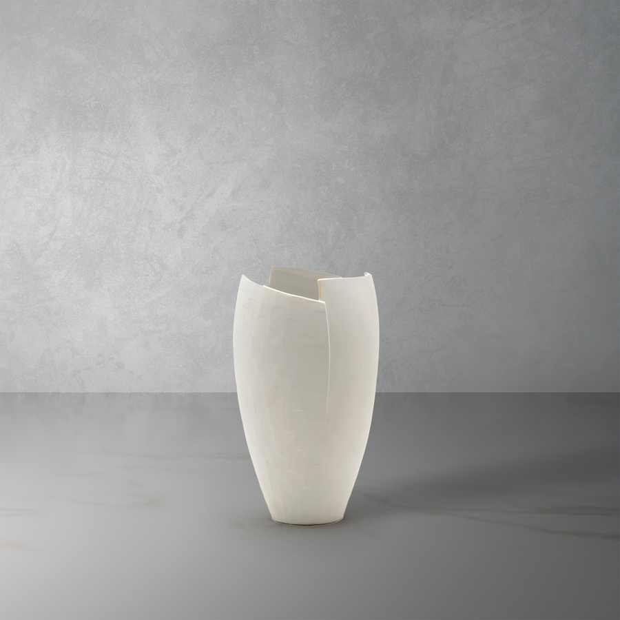 Birch Bark Porcelain Vase in Matte White-Sonder-FIV3084-Vases-1-France and Son