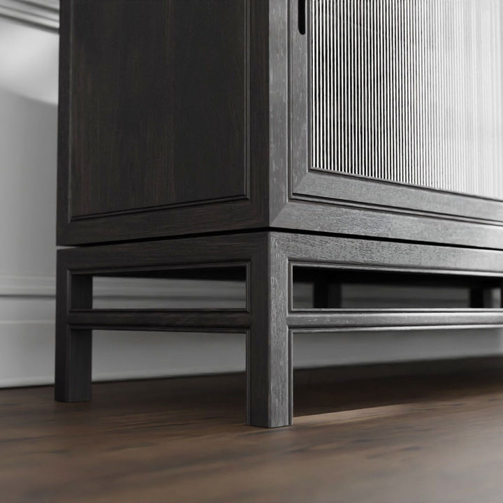 Guerra 2 Door Sideboard with Drawers - Ebonized Oak with Fluted Doors