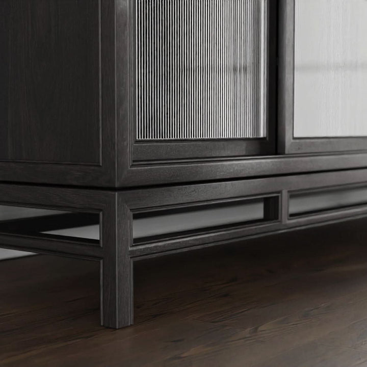 Guerra Large 4 Door Sideboard - Ebonized Oak with Fluted Doors