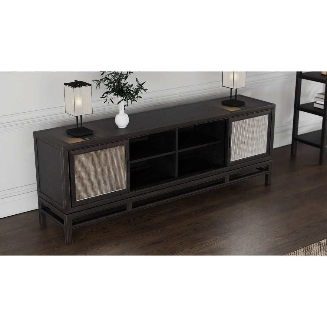 Guerra Large 4 Door Sideboard - Ebonized Oak with Fluted Doors