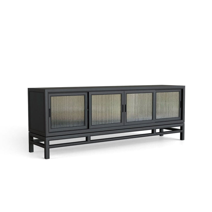 Guerra Large 4 Door Sideboard - Ebonized Oak with Fluted Doors