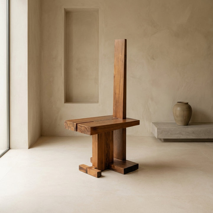 Brutalist Damla Primitive Teak Side Chair