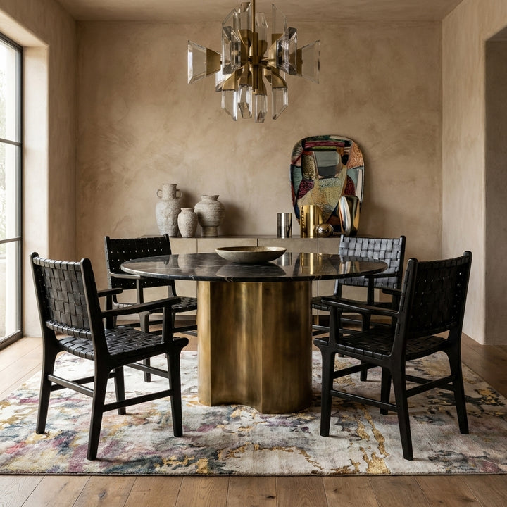 Cahyo Woven Leather Dining Armchair