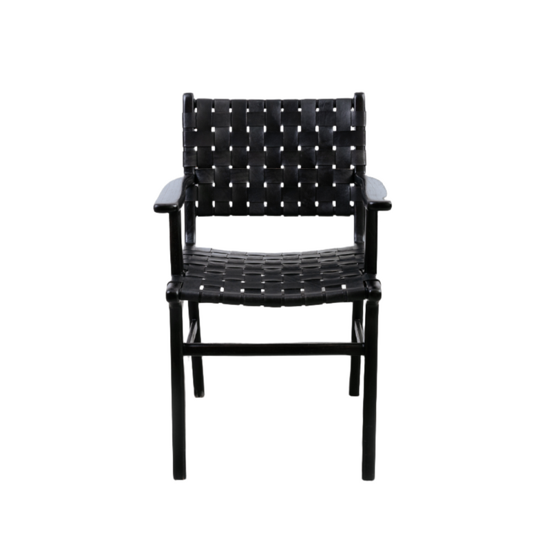 Leather woven online armchair