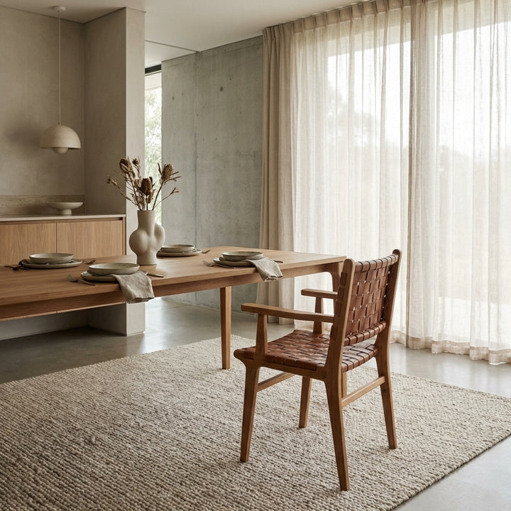 Cahyo Woven Leather Dining Armchair