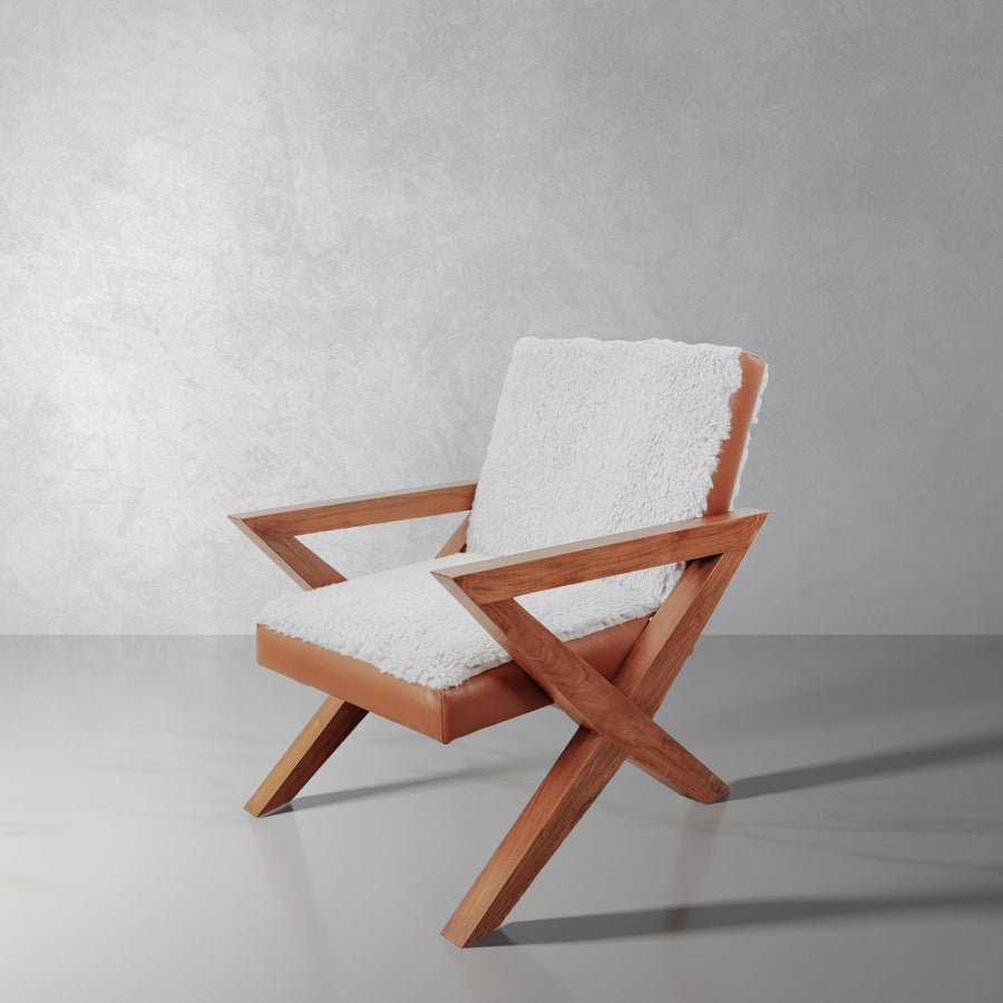 Jeanneret X Lounge Chair - Shearling-France & Son-FL1019-Lounge Chairs-1-France and Son