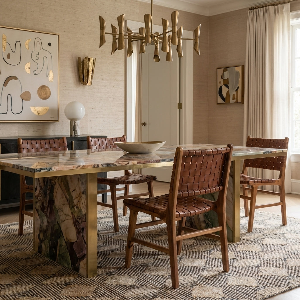 Cahyo Woven Leather Dining Chair