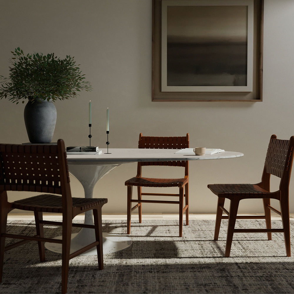 Cahyo Woven Leather Dining Chair-France & Son-FL1020DBRN-Dining ChairsBrown-2-France and Son