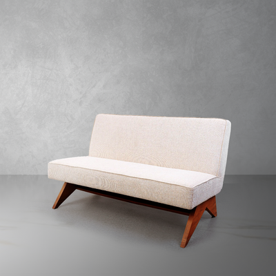 Jeanneret Armless Sofa with Upholstered Seat-France & Son-FL1046-SofasBeige-1-France and Son