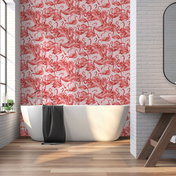 Flamingo Peel And Stick Wallpaper - Cheeky Pink-Tempaper & Co.-Tempaper-FL10538-Decor-4-France and Son