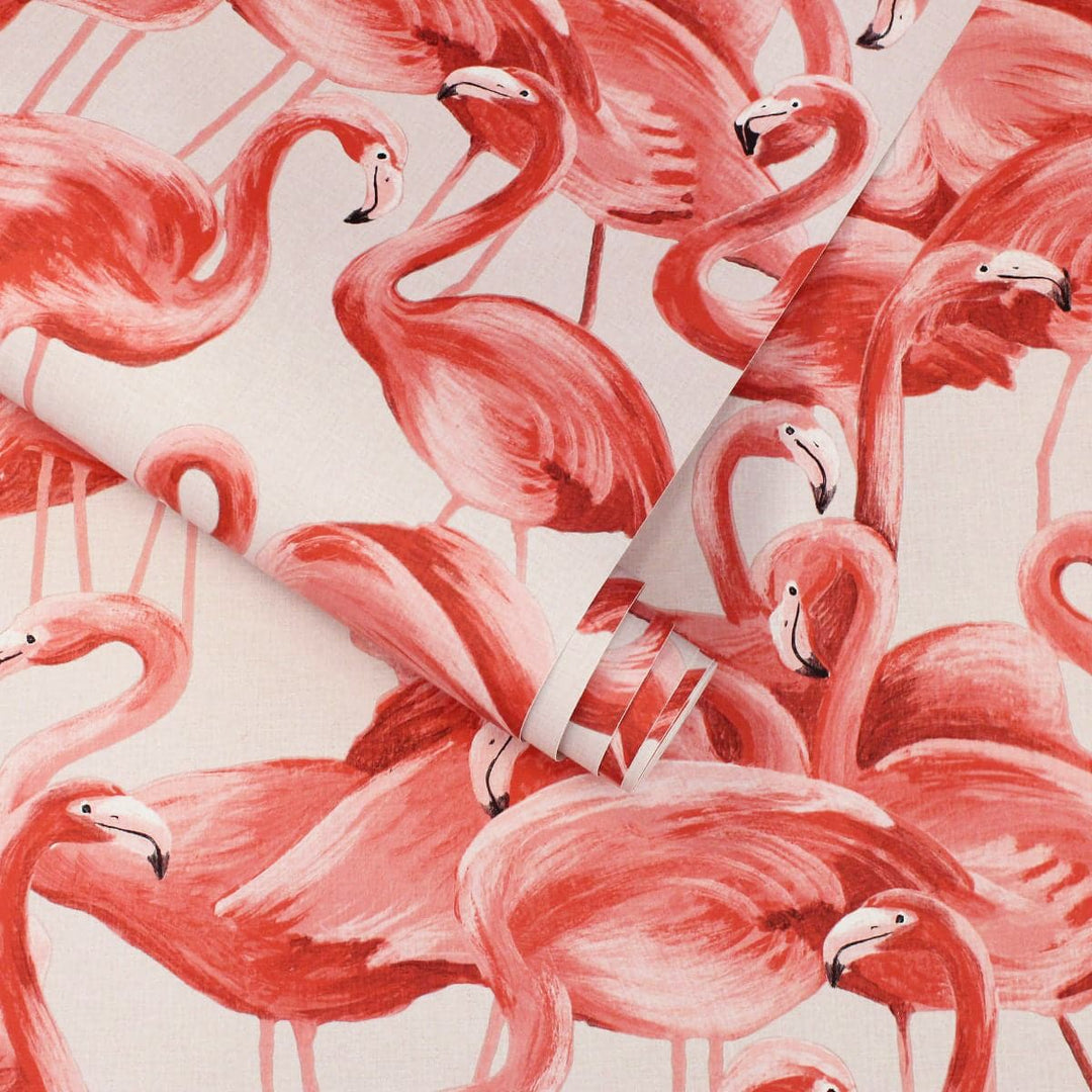 Flamingo Peel And Stick Wallpaper - Cheeky Pink-Tempaper & Co.-Tempaper-FL10538-Decor-5-France and Son