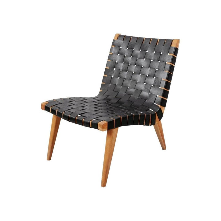 Risom Leather Lounge Chair-France & Son-FL1060BLK-Lounge ChairsBlack-6-France and Son