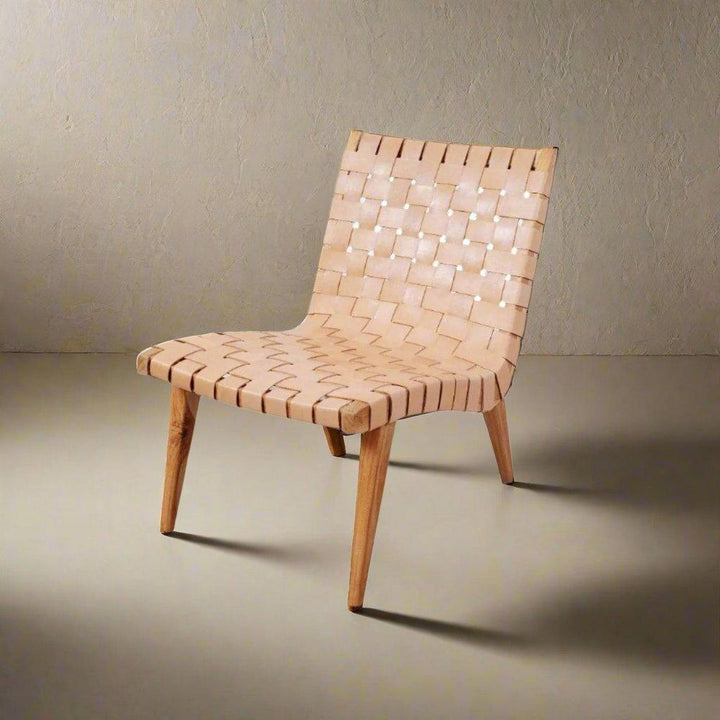 Risom Leather Lounge Chair-France & Son-FL1060PINK-Lounge ChairsBlush-1-France and Son