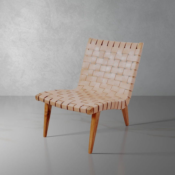 Risom Leather Lounge Chair-France & Son-FL1060PINK-Lounge ChairsBlush-1-France and Son