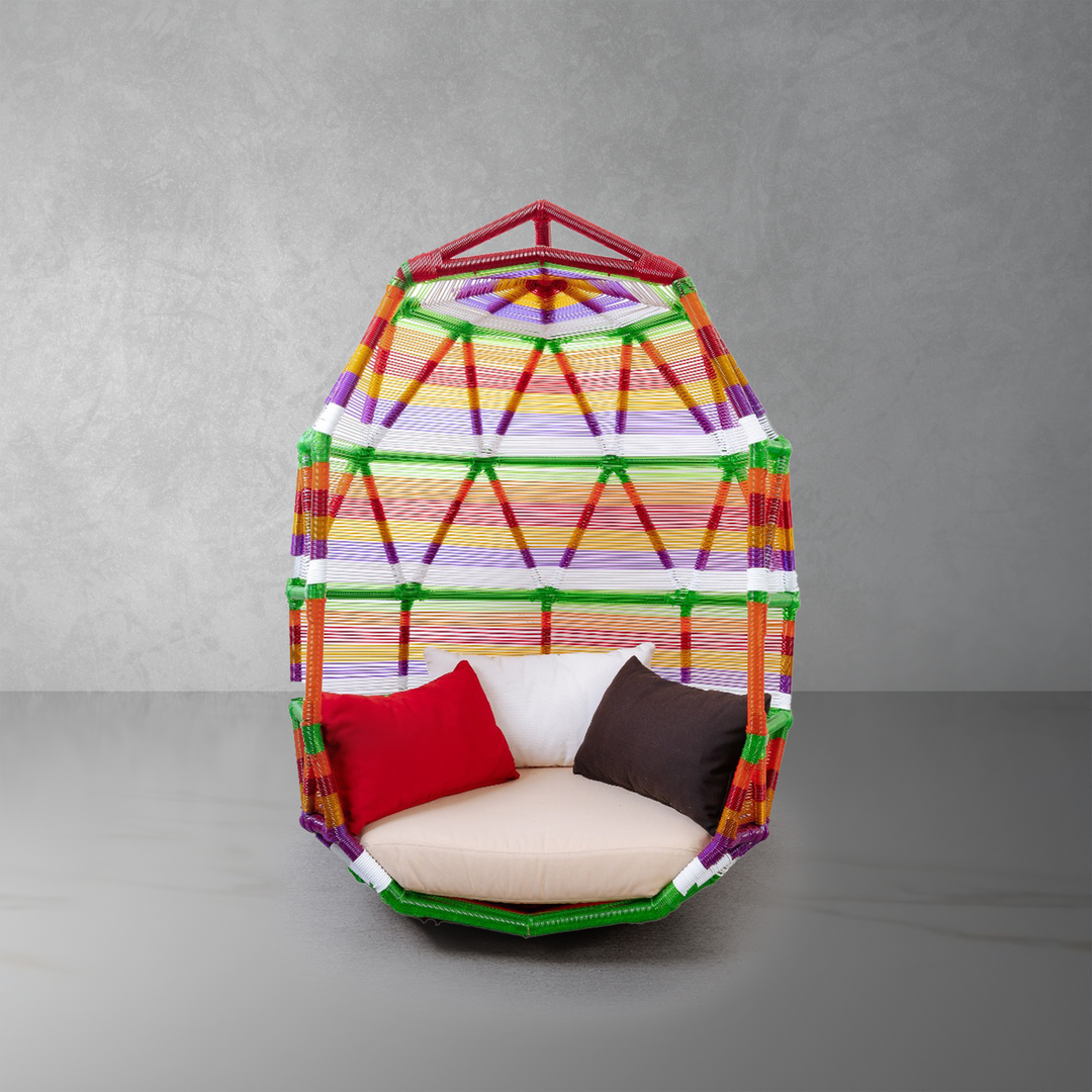 Rainbow Hanging Canopy Chair-France & Son-FL1064-Outdoor Lounge Chairs-1-France and Son