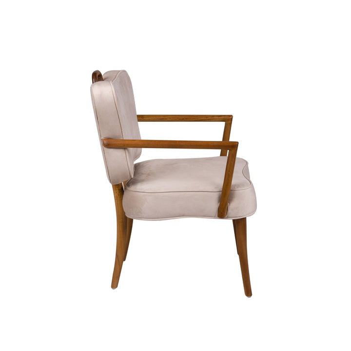 Royere Dining Arm Chair - Velvet-France & Son-FL1087H-BGE-Dining Chairs-3-France and Son