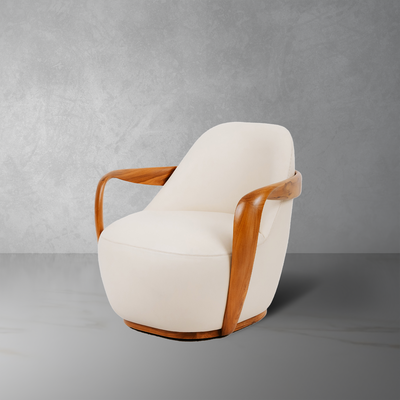 Kalini Swivel Chair-France & Son-FL1089BGE-Lounge Chairs-1-France and Son