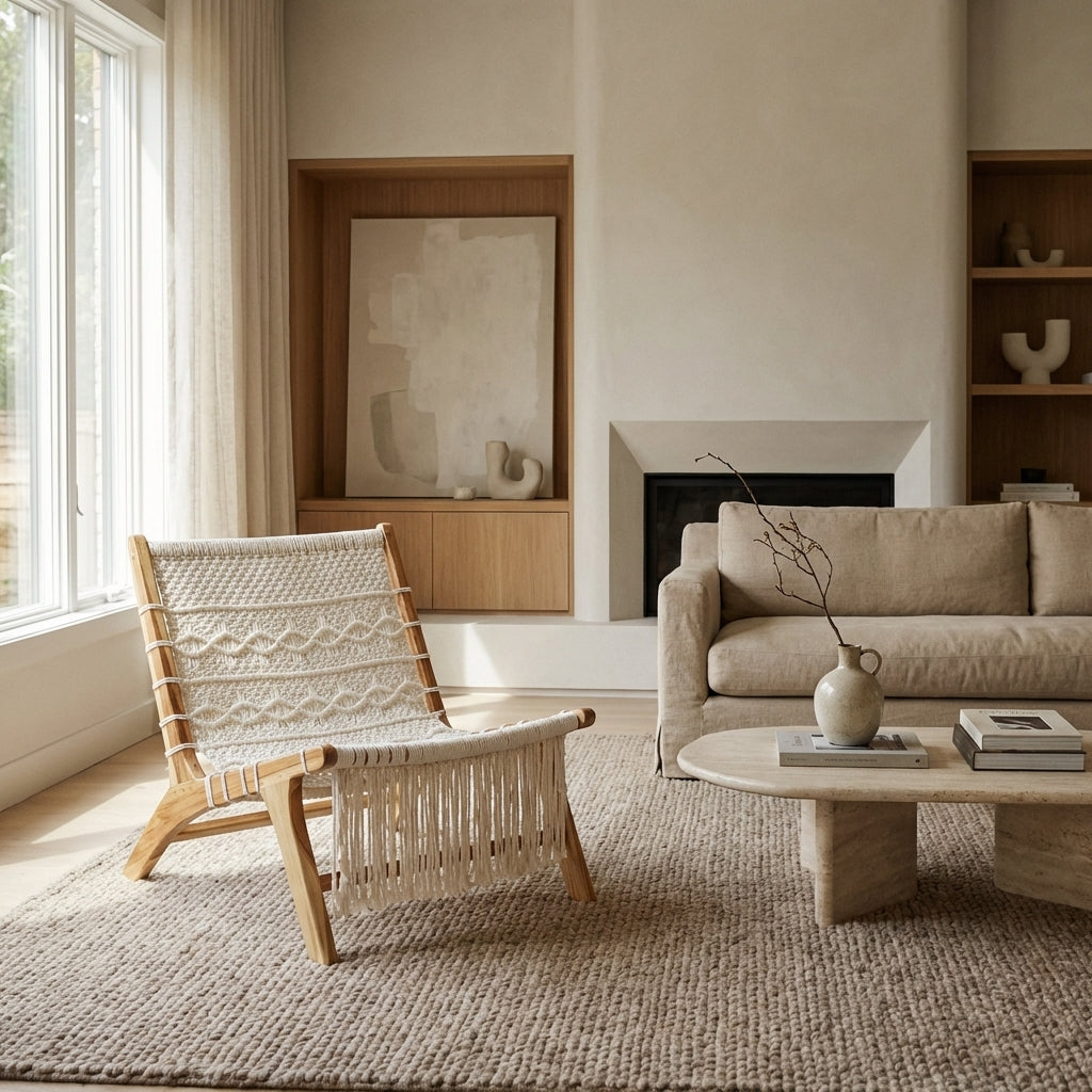 Wegner Macrame Armless Lounge Chair