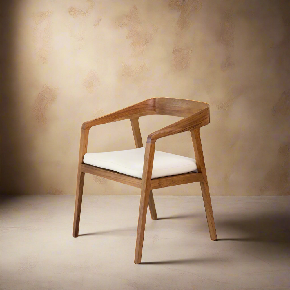 Fields Teak Dining Arm Chair-France & Son-FL1094BGE-Dining Chairs-1-France and Son