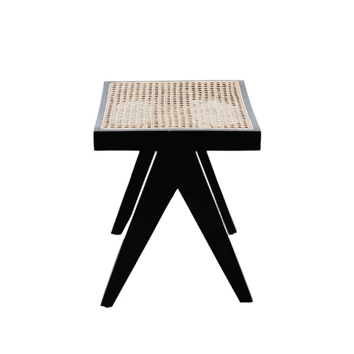 Hand Caned Jeanneret Ottoman/Stool - Ebony