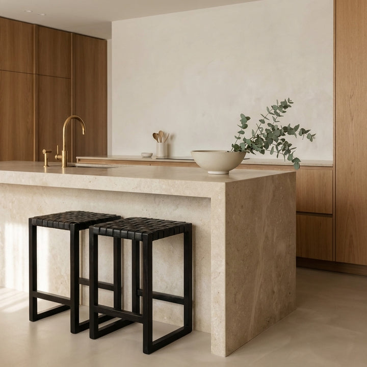 Cahyo Woven Leather Square Counter Stool