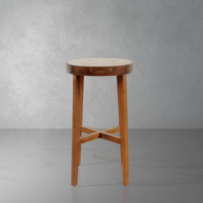 Jeanneret Round Counter Stool with Cane Seat-France & Son-FL1141NTRL-CUT-Bar StoolsNatural-1-France and Son