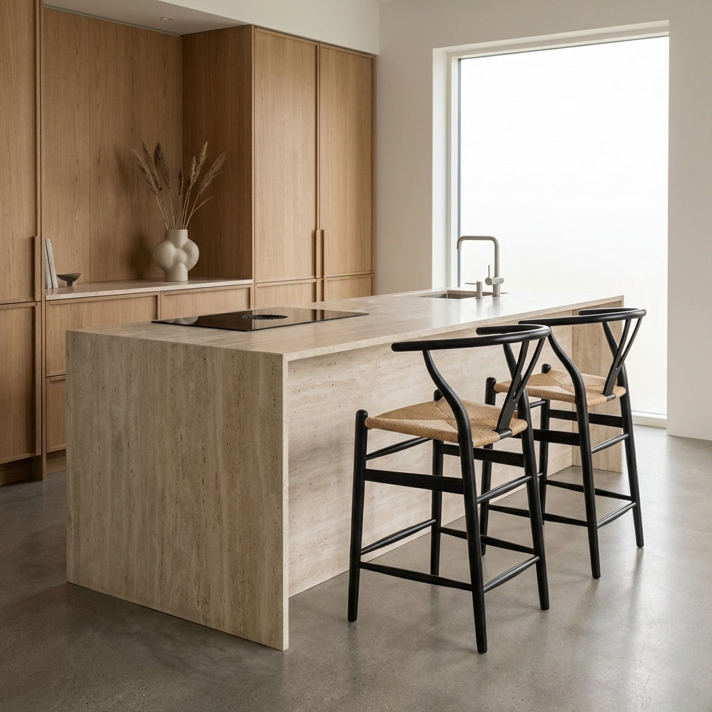 Wishbone Teak Counter Stool