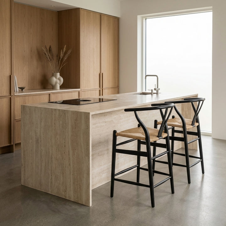 Wishbone Teak Counter Stool