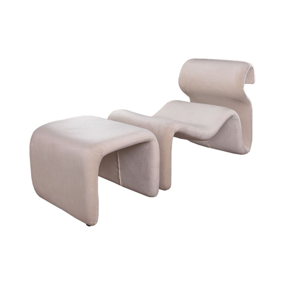 Etcetera Figure Lounge Chair + Ottoman-France & Son-FL1090BGE-FL1190BGE-Lounge ChairsBeige-1-France and Son