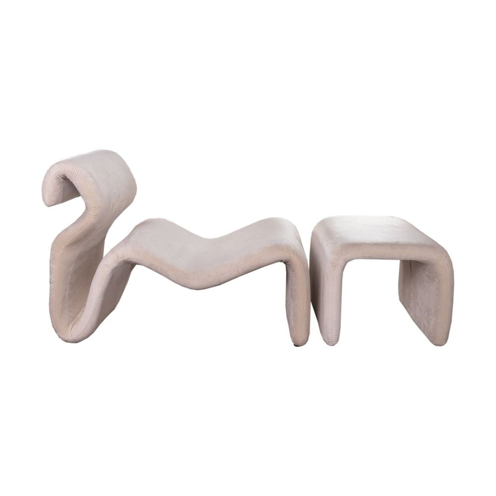 Etcetera Figure Lounge Chair + Ottoman-France & Son-FL1090BGE-FL1190BGE-Lounge ChairsBeige-2-France and Son