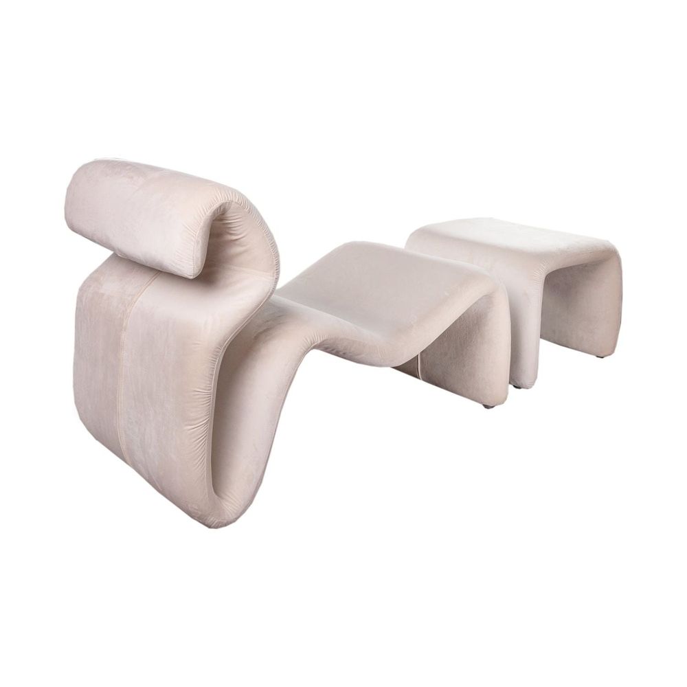Etcetera Figure Lounge Chair + Ottoman-France & Son-FL1090BGE-FL1190BGE-Lounge ChairsBeige-3-France and Son