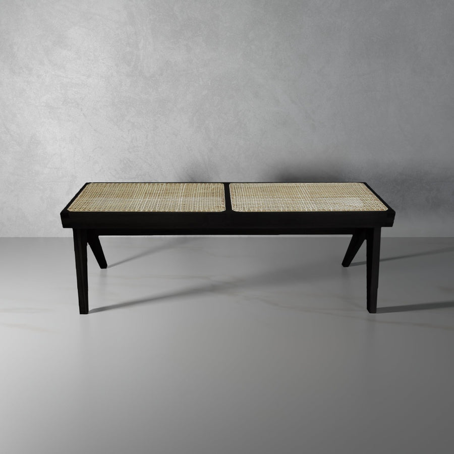 Mid Century Jeanneret Hand Caned Bench-France & Son-FL1202NTRL-BenchesNatural-1-France and Son