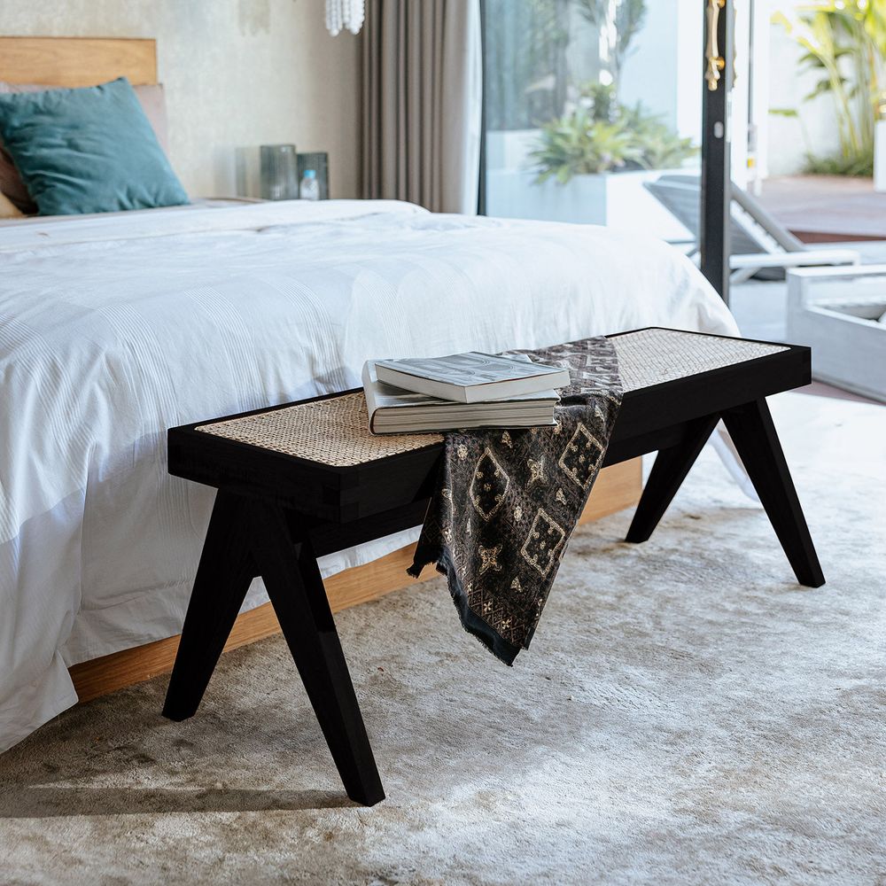 Mid Century Jeanneret Hand Woven Bench - Narrow - Thumbnail 5