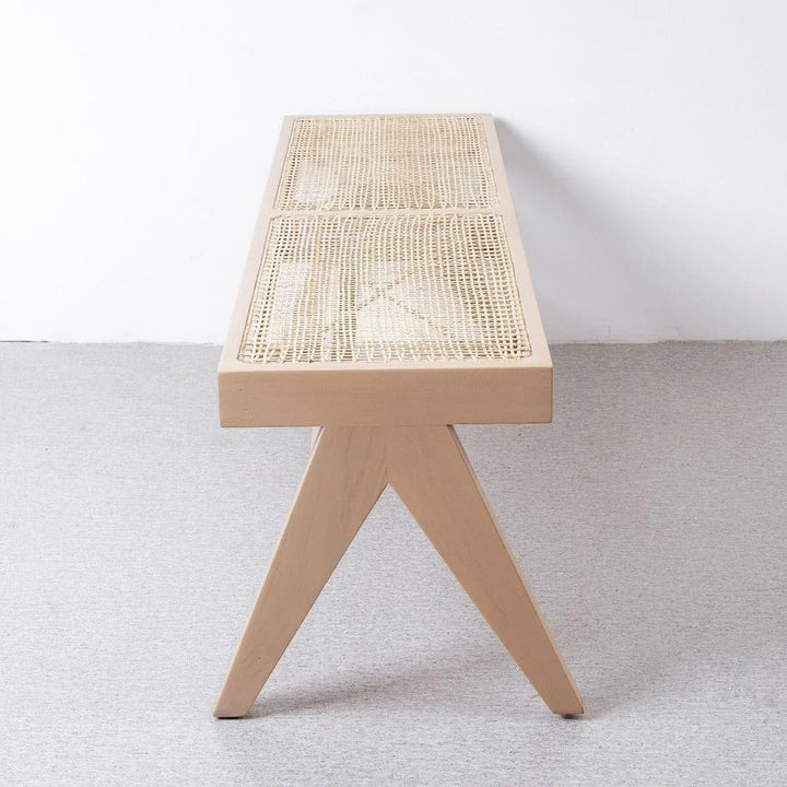 Mid Century Jeanneret Hand Woven Bench - Narrow-France & Son-FL1203NTRL-BenchesNatural-3-France and Son