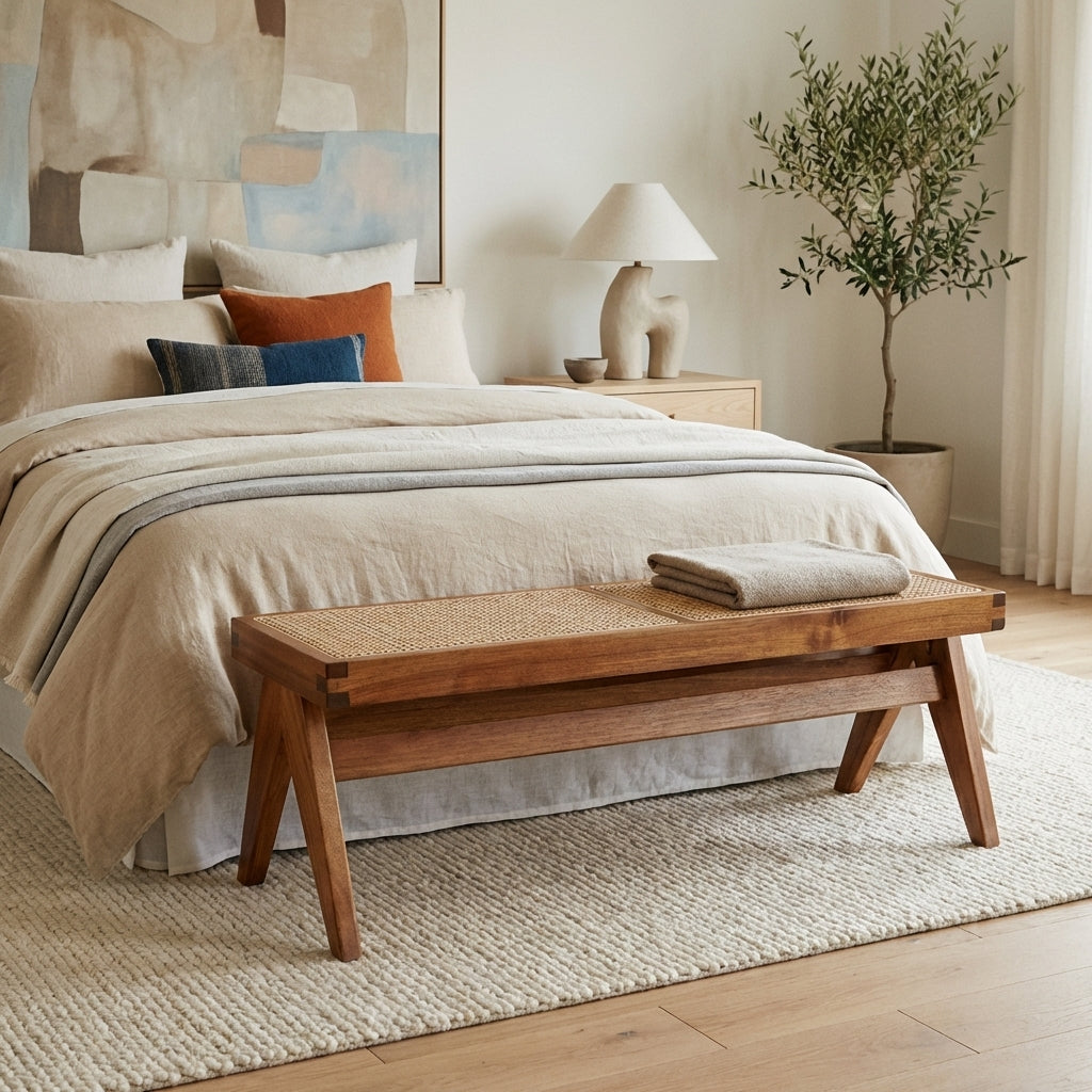 Jeanneret Hand Woven Bench - Narrow France & Son FL1203NTRL Benches
