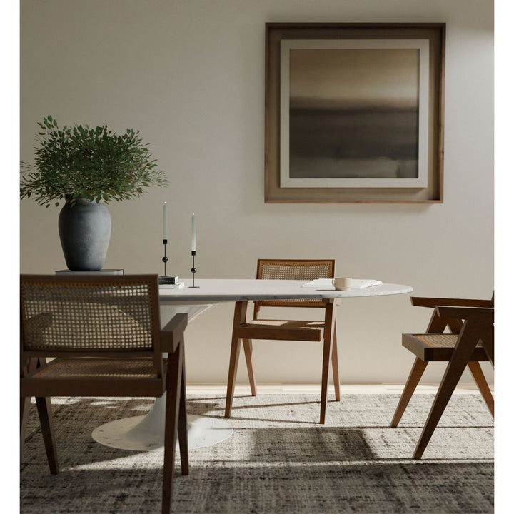 Rental Carrara Marble Pedestal Tulip Dining Table - Oval - Rental Price/Week