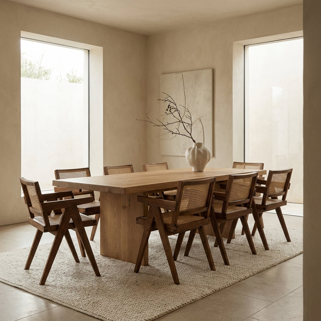 Jeanneret Dining Armchair with Cane Seat and Back