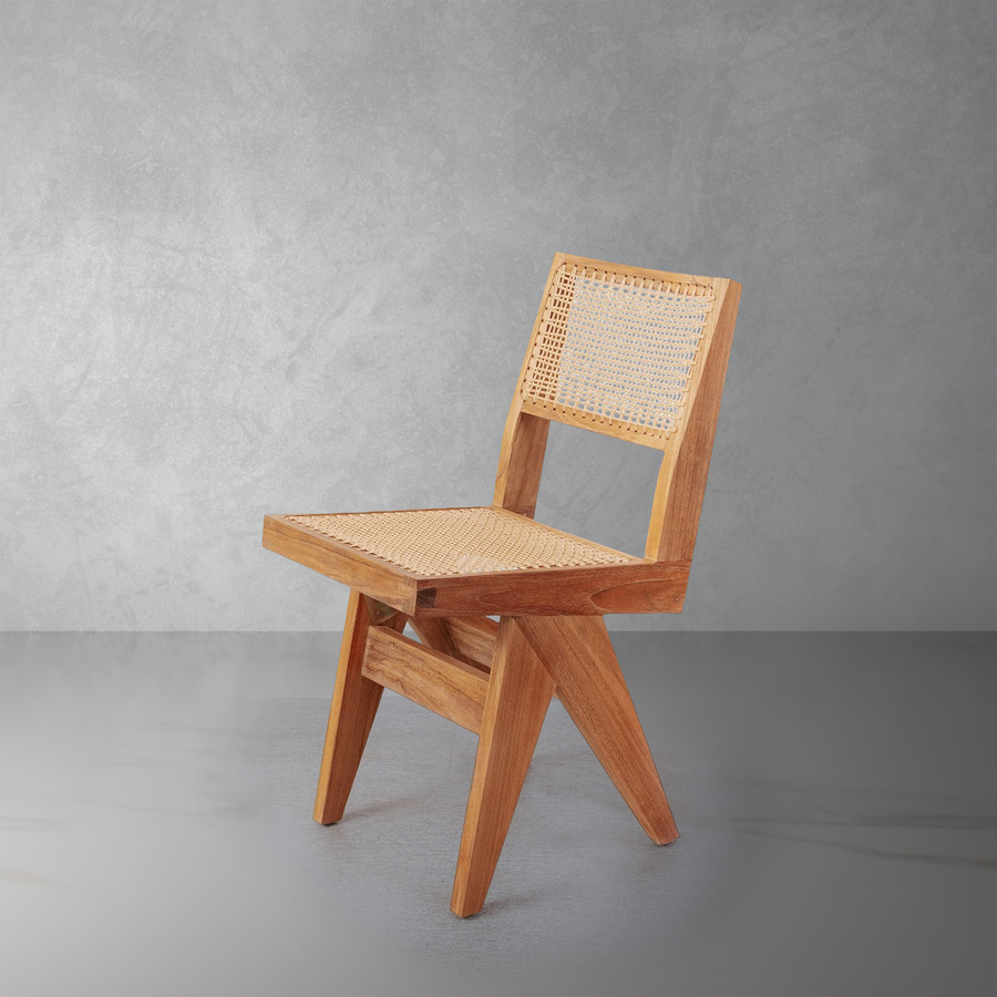 Jeanneret Dining Side Chair - Indoor / Outdoor-France & Son-FL1318NTRL-SYN-Dining Chairs-1-France and Son