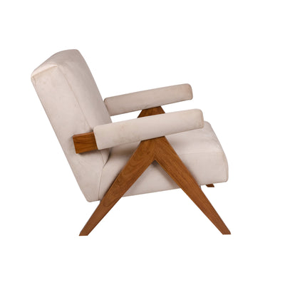 Jeanneret Upholstered Lounge Chair-France & Son-FL1322BGE-Lounge ChairsOff-White Fabric-13-France and Son
