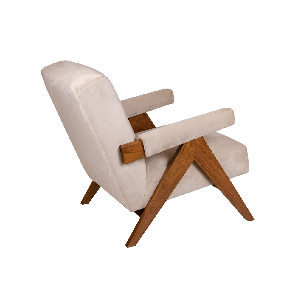 Jeanneret Upholstered Lounge Chair-France & Son-FL1322BGE-Lounge ChairsOff-White Fabric-14-France and Son