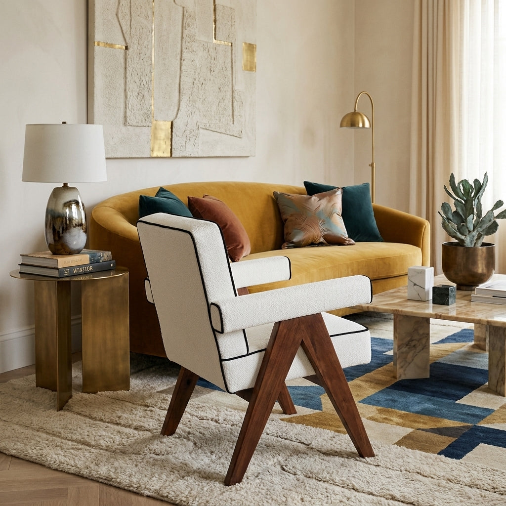 Jeanneret Advocate Accent Armchair with Piped Upholstery
