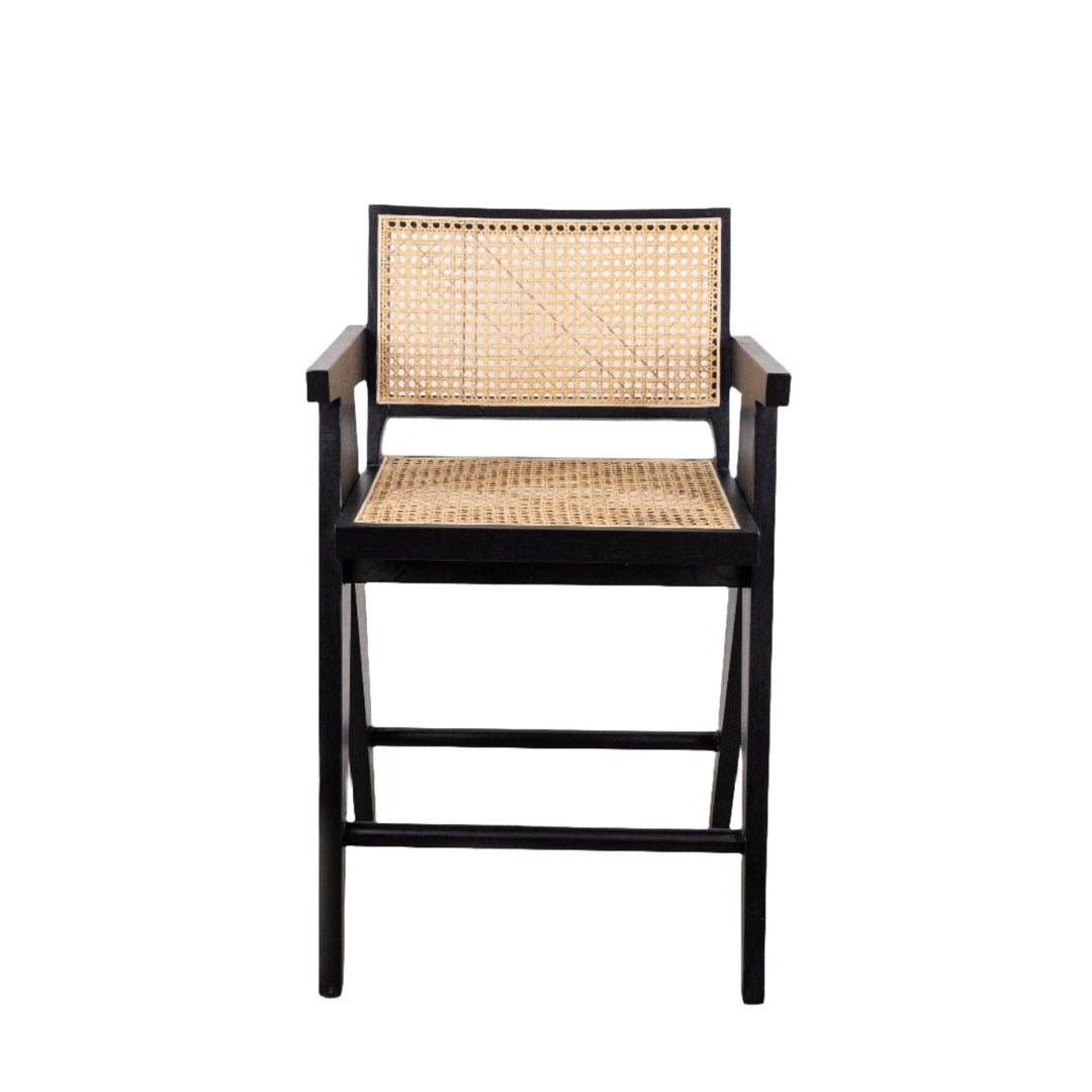 Jeanneret Counter Stool with Cane Seat