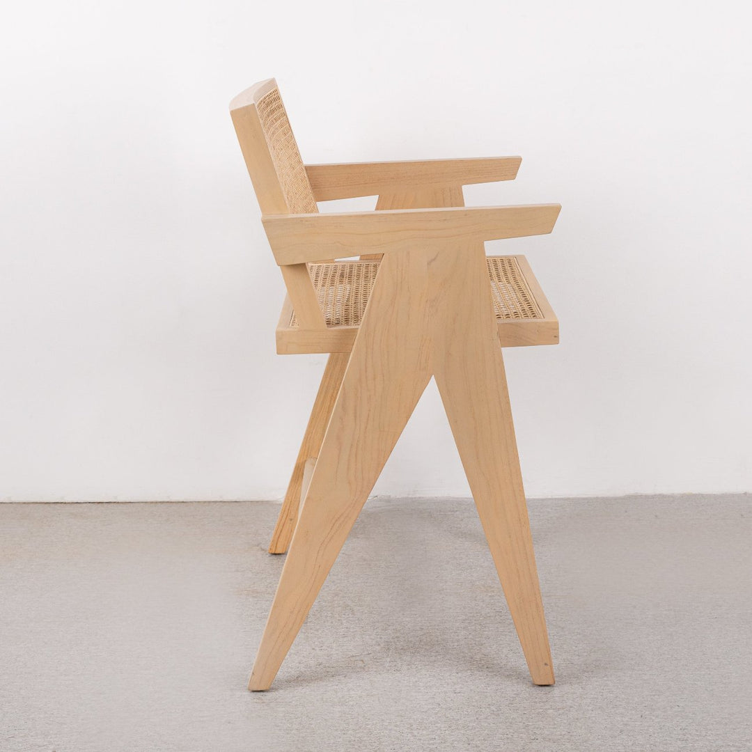 Jeanneret Counter Stool with Cane Seat